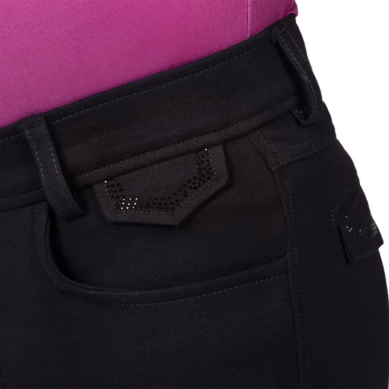QHP Djune Full Grip High-Waisted Junior Breeches - Black-7