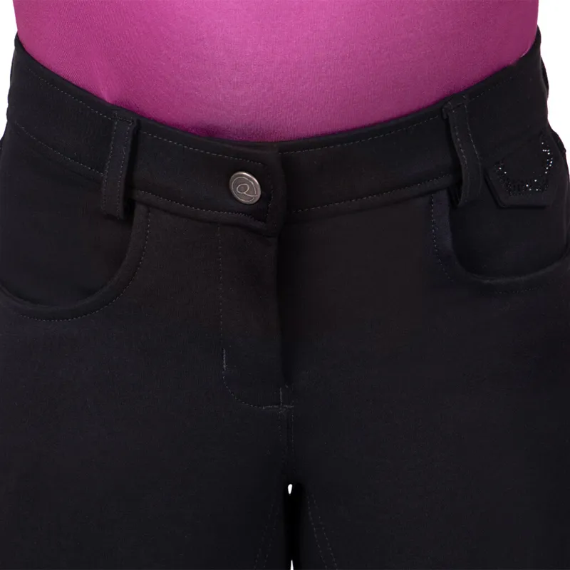 QHP Djune Full Grip High-Waisted Junior Breeches - Black-6