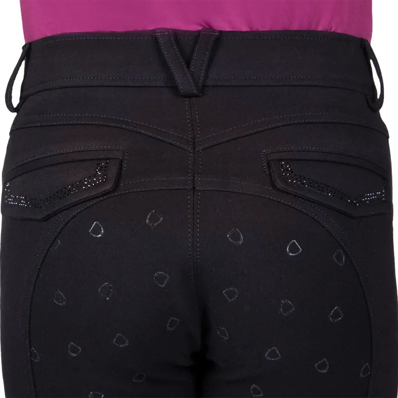 QHP Djune Full Grip High-Waisted Junior Breeches - Black-4