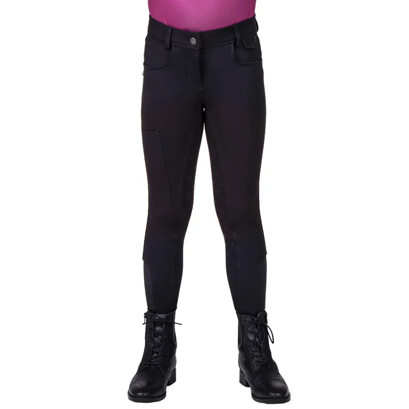 QHP Djune Full Grip High-Waisted Junior Breeches - Black