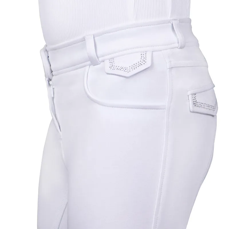 QHP Djune Full Grip High-Waisted Junior Breeches - White-7