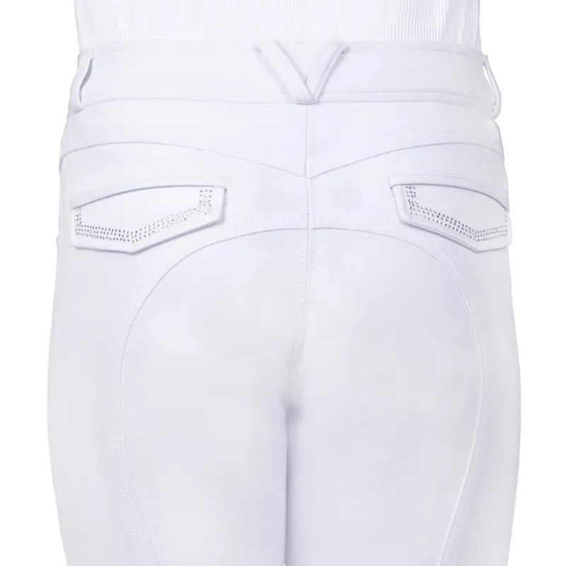 QHP Djune Full Grip High-Waisted Junior Breeches - White-6