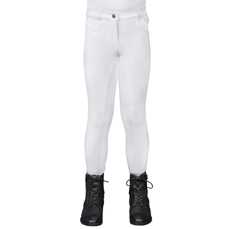 QHP Djune Full Grip High-Waisted Junior Breeches - White