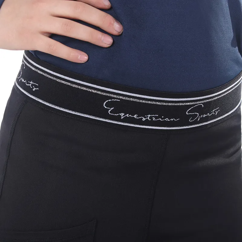 QHP Eden Full Grip Junior Riding Tights - Black-3