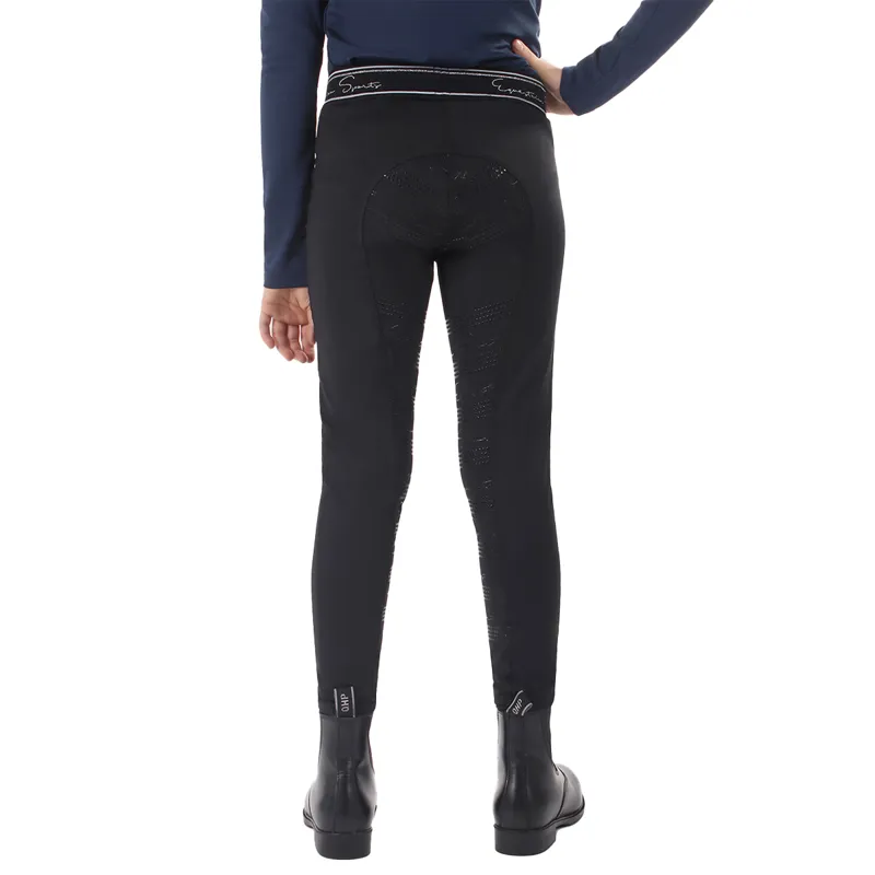 QHP Eden Full Grip Junior Riding Tights - Black-1