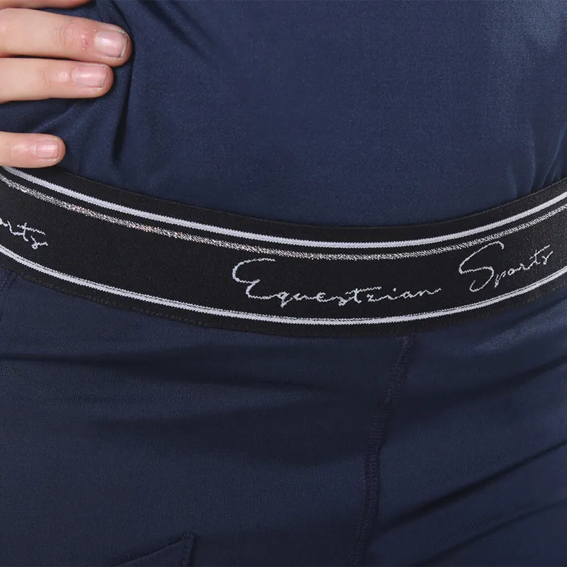 QHP Eden Full Grip Junior Riding Tights - Navy-3