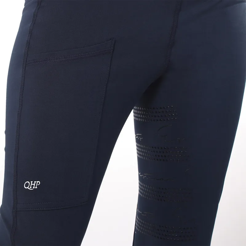 QHP Eden Full Grip Junior Riding Tights - Navy-2