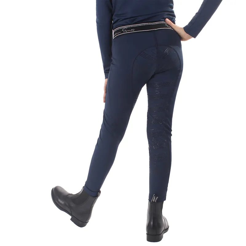 QHP Eden Full Grip Junior Riding Tights - Navy-1
