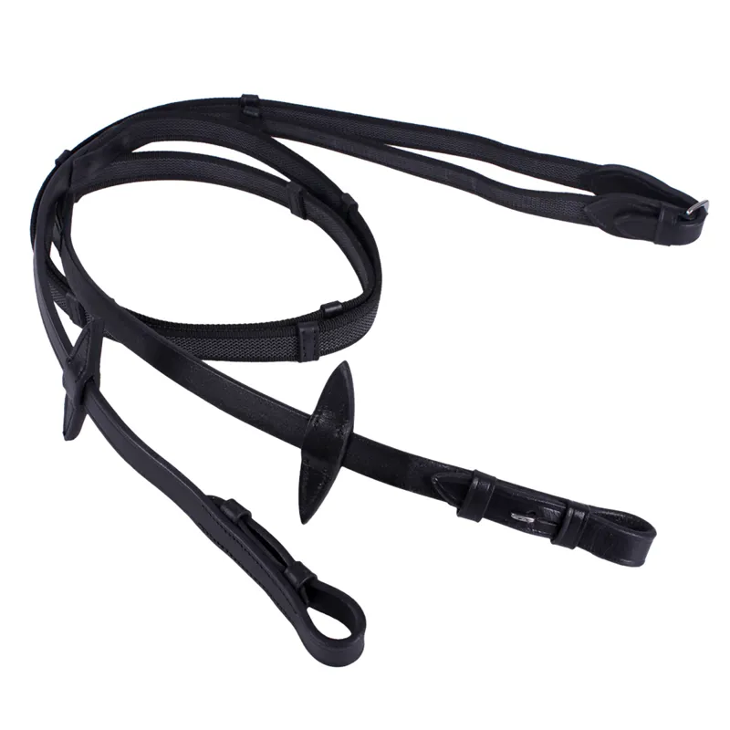 QHP Anti-Slip Continental Web Reins - Black