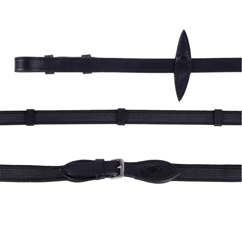 QHP Anti-Slip Continental Web Reins - Black-1