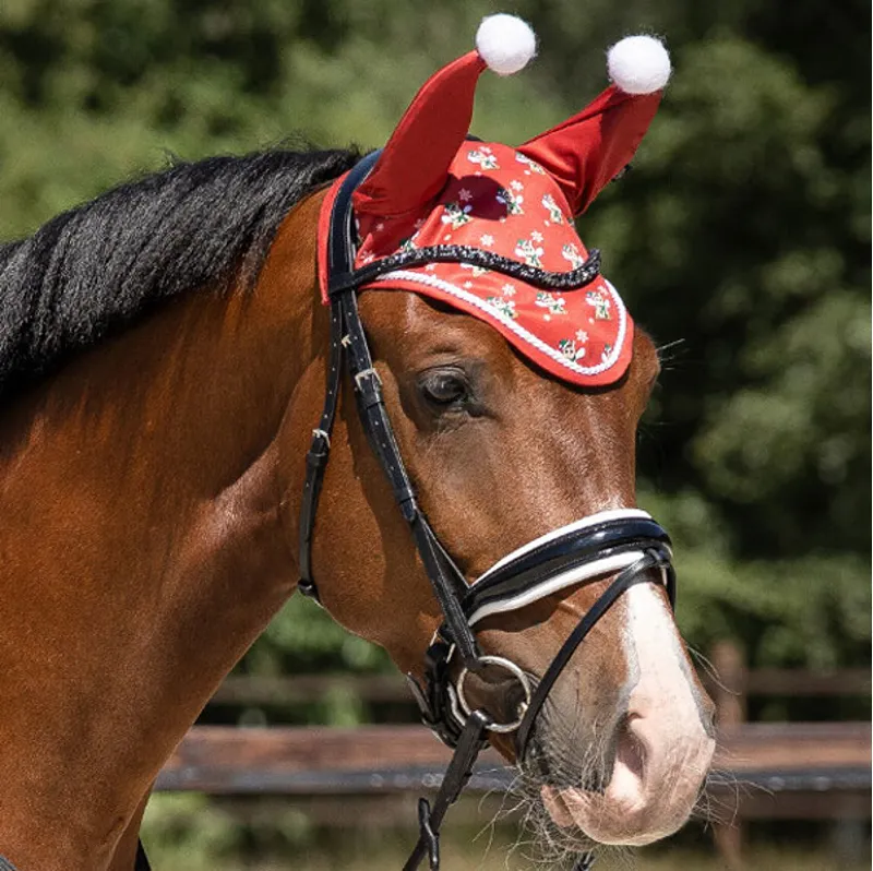 QHP Merry Christmas Ear Net - Red-1
