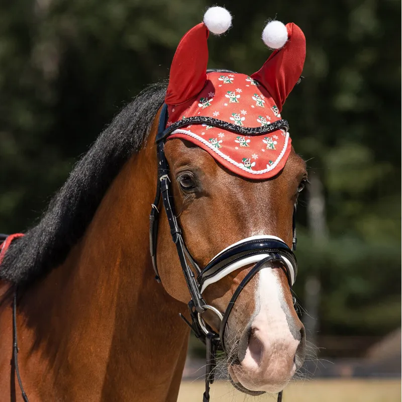 QHP Merry Christmas Ear Net - Red
