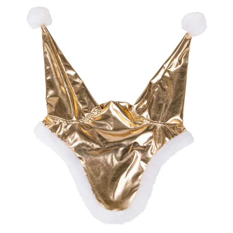QHP Santa Horse Ear Net - Gold-1