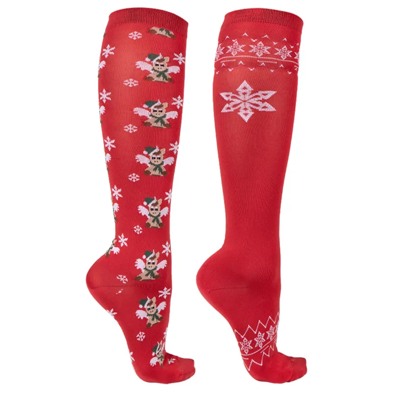 QHP Christmas Tall Riding Socks 2 Pack - Merry Christmas