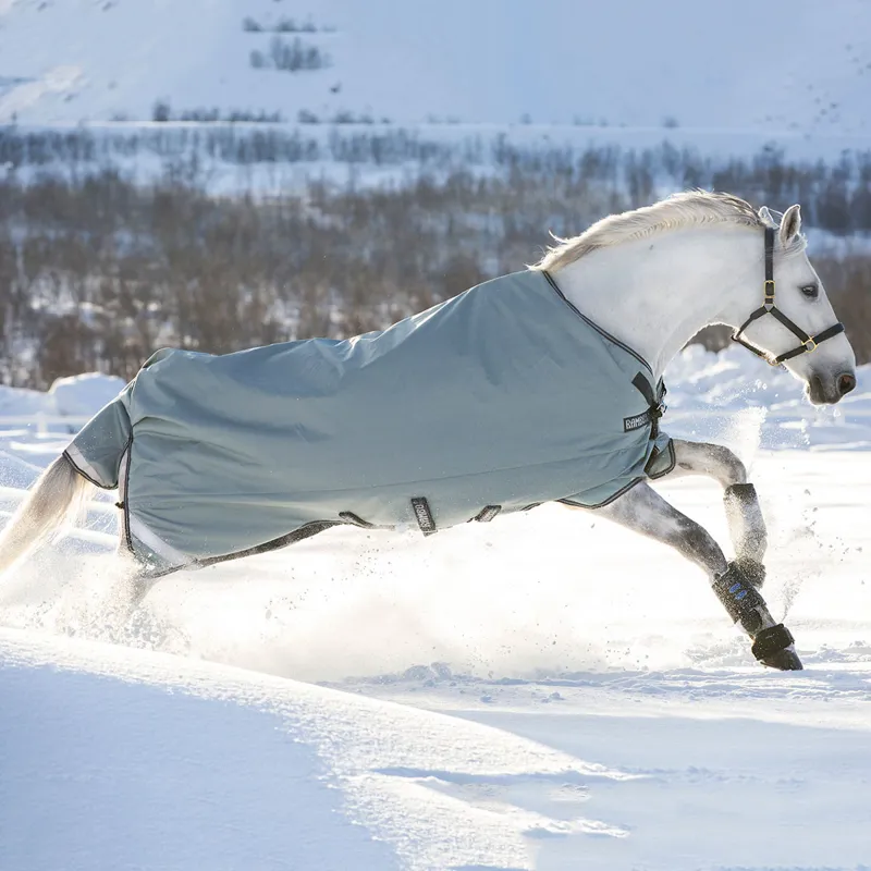 Rambo Original 100g Turnout Rug with Leg Arches Grey/Navy/Grey