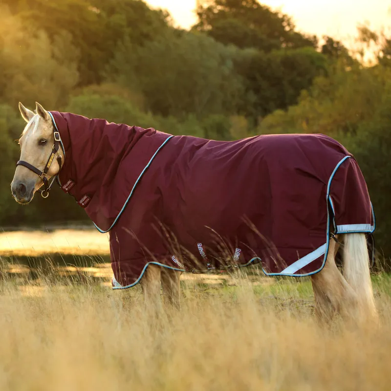 Rambo Duo 100g Turnout Rug With 300g Liner Burgundy/Duck Egg