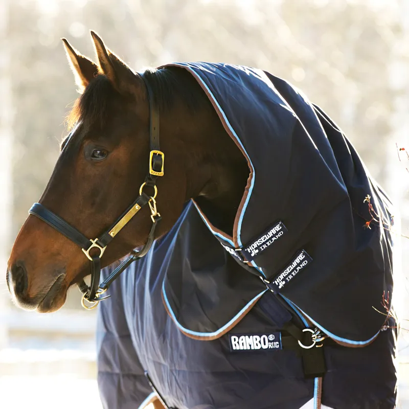 Rambo Duo 100g Turnout Neck Cover Navy/Blue/Brown