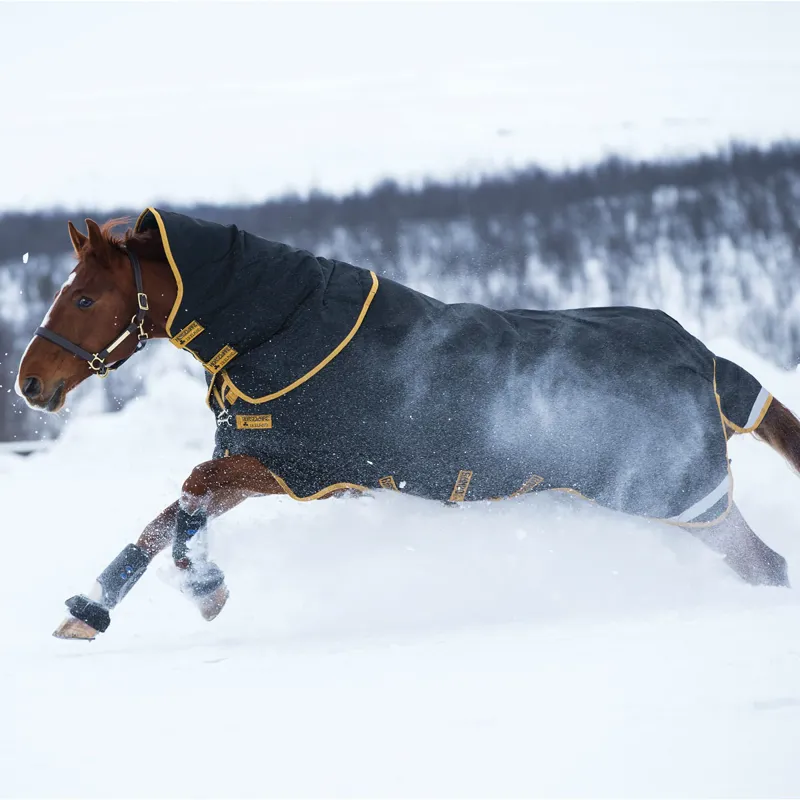 Rambo Supreme 420g Detachable Neck Turnout Rug - Black/Gold-2