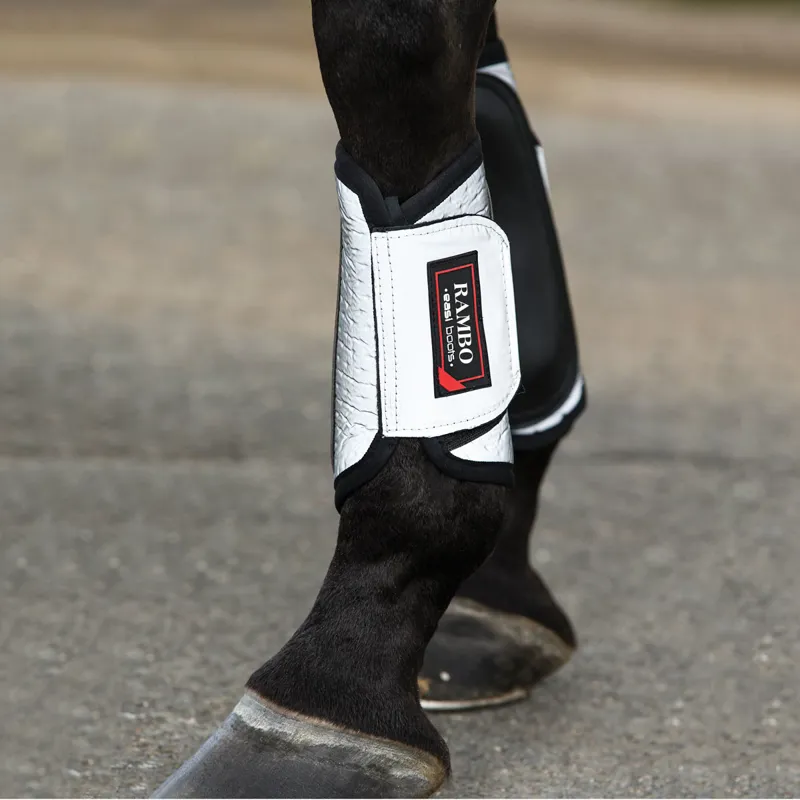 Rambo Reflective Night Rider Brushing Boots - Silver/Black