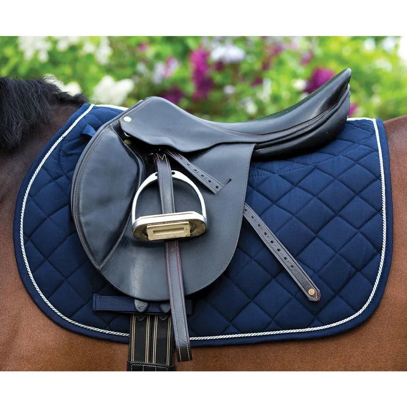 Rambo Nonslip Show Jump Saddle Pad - Navy/Beige/Blue-1