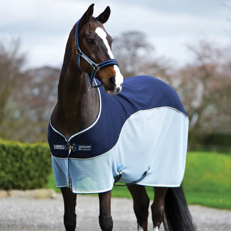 Rambo Sport Cooler with Fleece/Net - Navy/Beige/Baby Blue