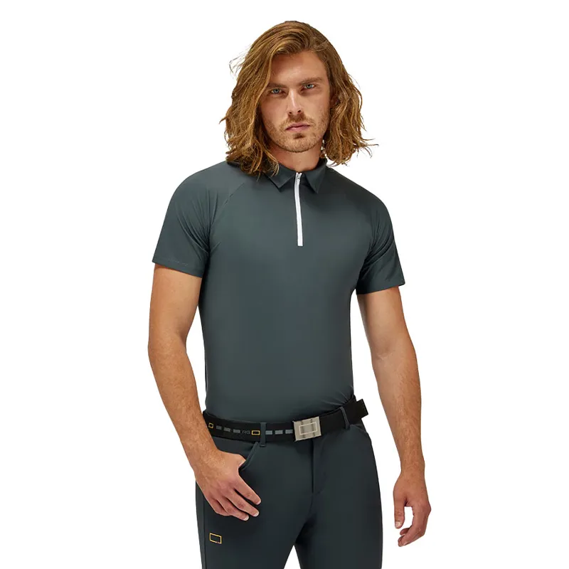 Riders Gene Jersey Short Sleeve Mens Training Zip Polo - Dark Grey