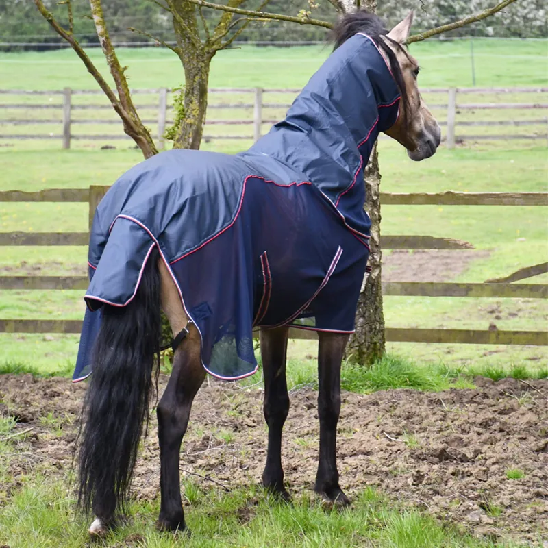 Rhinegold Mombasa Waterproof Detachable Neck Fly Rug - Navy-1