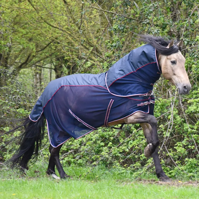Rhinegold Mombasa Waterproof Detachable Neck Fly Rug - Navy