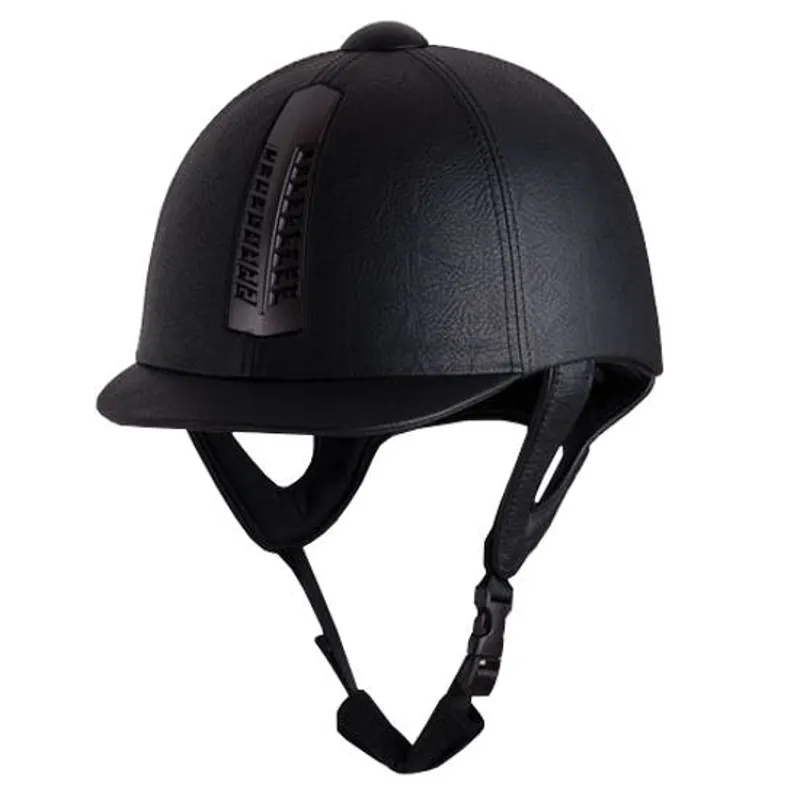 Rhinegold Pro Leather Finish Riding Hat Black