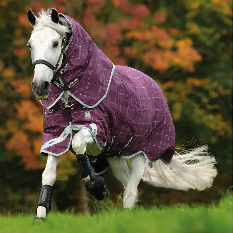 Rhino Plus VariLayer 450g Turnout Rug Berry/Grey/White/Grey