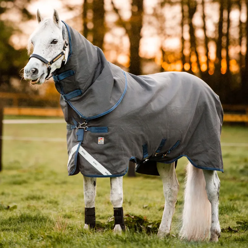 Rhino HexStop Plus 250g Vari-Layer Turnout Rug - Grey/Indigo/Navy