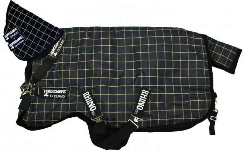 Black-Tan 200g Horseware Rhino Original Blanket With Neck Part Rhino Plus Medium 