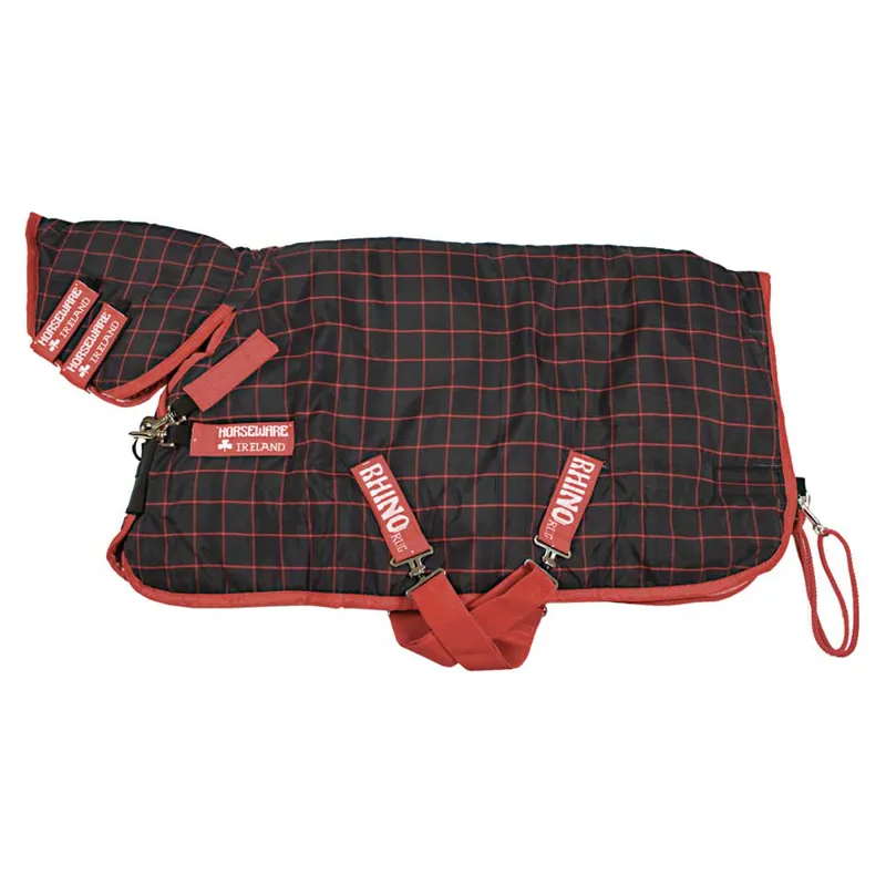 Rhino Pony Stable Plus Heavy 370g Rug - Black/Red - 4ft6-1