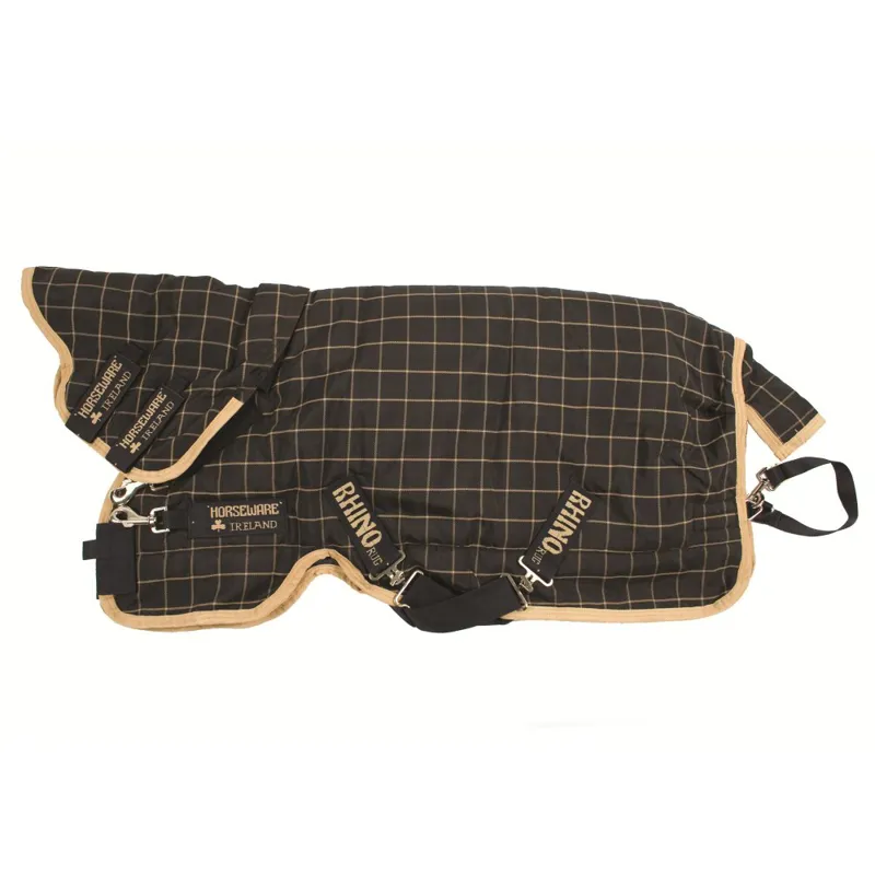 Rhino Pony Plus Heavy Turnout Rug 1 Piece 370g - 4ft6 - Black/Tan-1