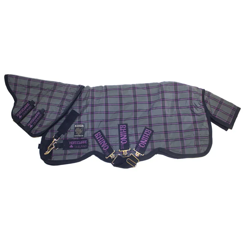 Rhino Pony Plus Medium 200g Turnout Rug - Charcoal/Purple Check-3