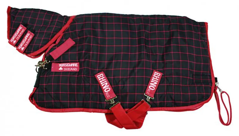 Rhino Heavy Stable Plus 370g Rug - Black/Red-1