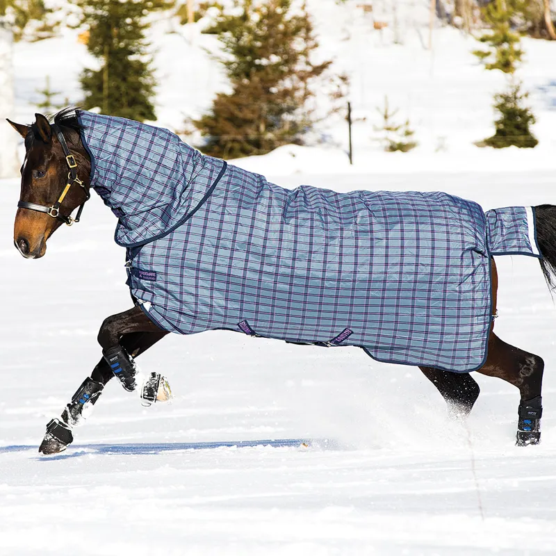 Rhino Pony Plus Medium 200g Turnout Rug Charcoal/Purple Check