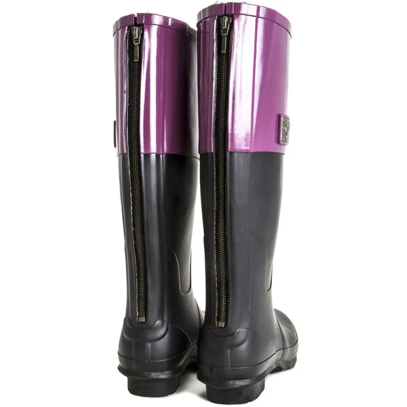 Rockfish Two Tone Zipper Wellies Black/Plum