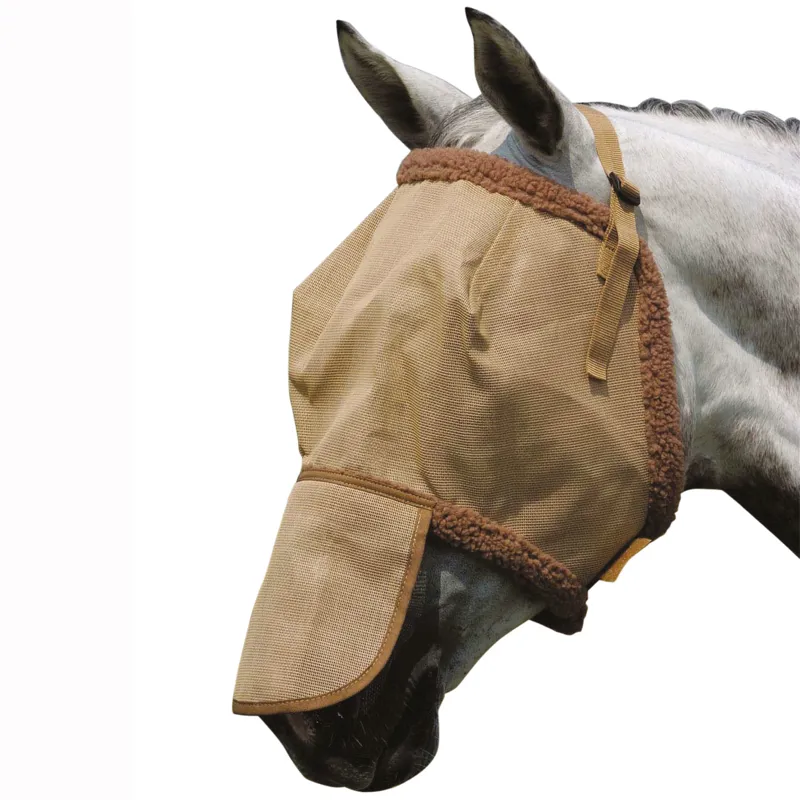 Roma Buzz Away Fly Mask with Fleece and Nose Cover - Tan