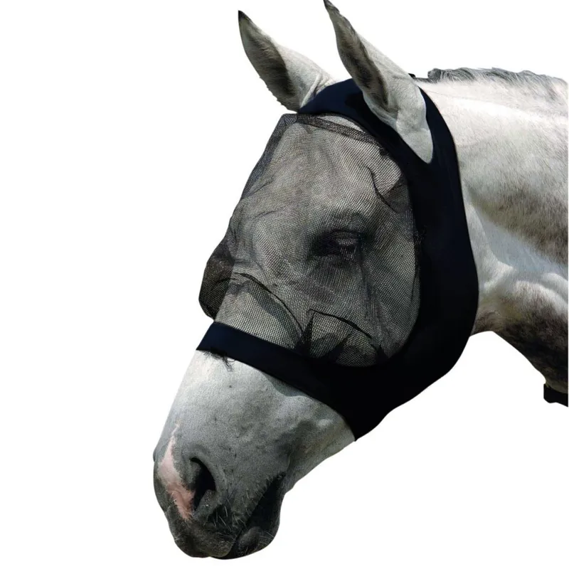 Roma Stretch Eye Saver Fly Mask Without Ears - Black/Black