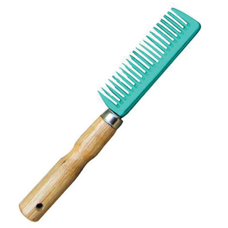 Roma Wood Handle Aluminium Pulling Comb Blue