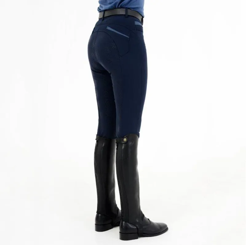 Rugged RG5 Full Grip Ladies Breeches Navy Redpost Equestrian