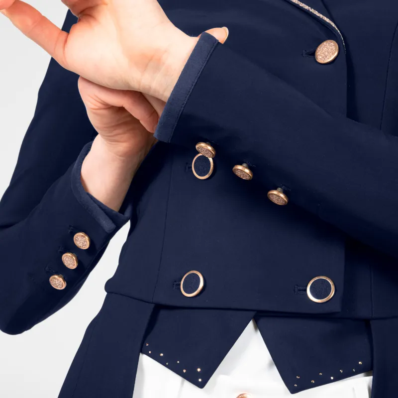 Samshield Frac Crystal Ladies Short Dressage Tails - Navy/Rose Gold-2