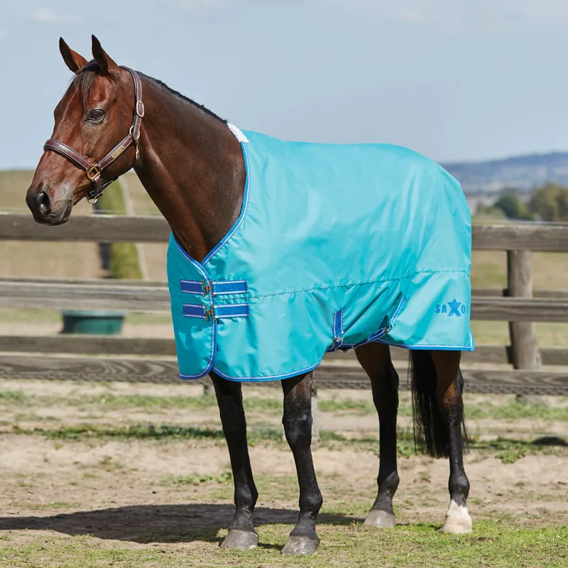 Saxon 600 Lightweight 0g Standard Neck Turnout Rug Green/Blue