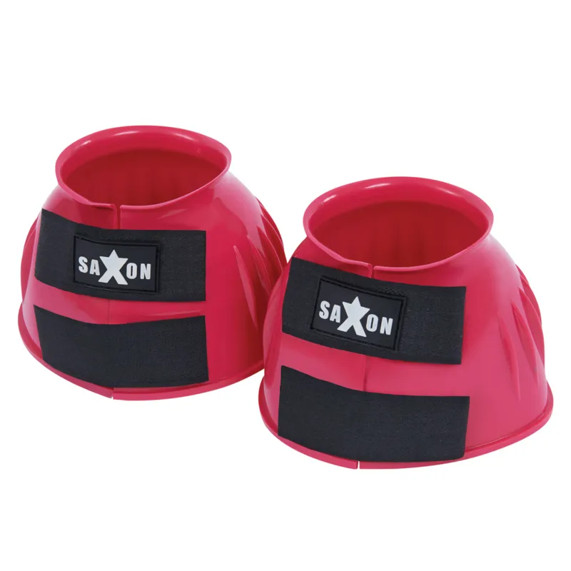 Saxon Double Tape PVC Ribbed Bell Overreach Boots - Pink