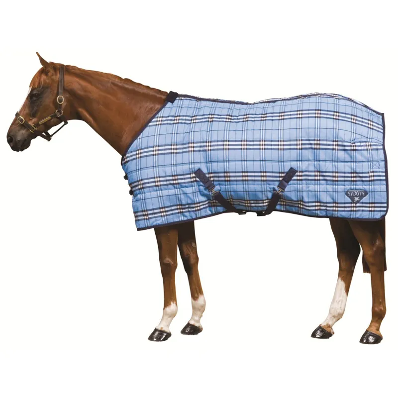 Saxon PP Medium Standard Neck Stable Rug 180g Blue Plaid