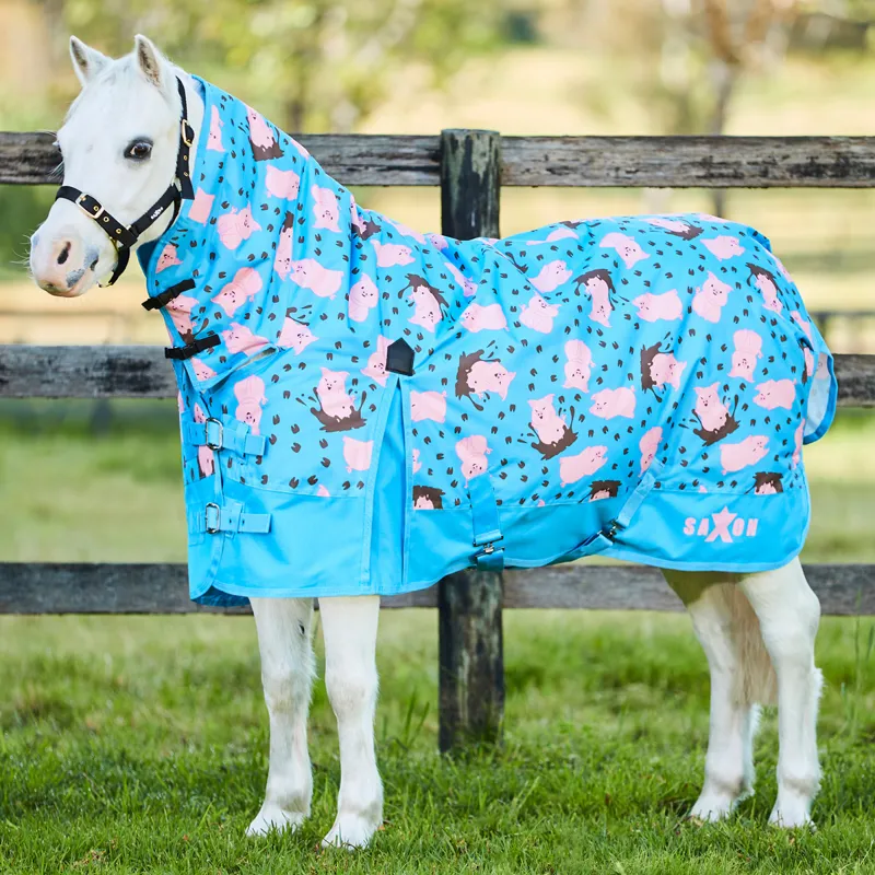 Saxon Pony 600D 180g Combo Neck Turnout Rug Pig Print