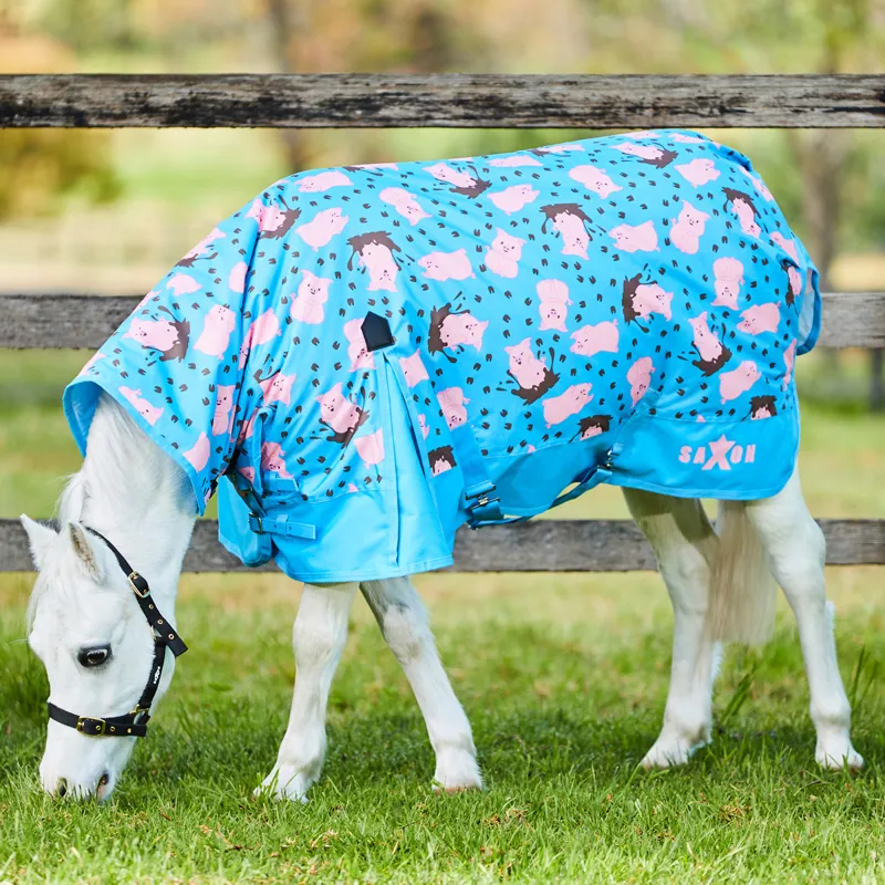 Saxon Pony 600D 180g Combo Neck Turnout Rug - Pig Print-1