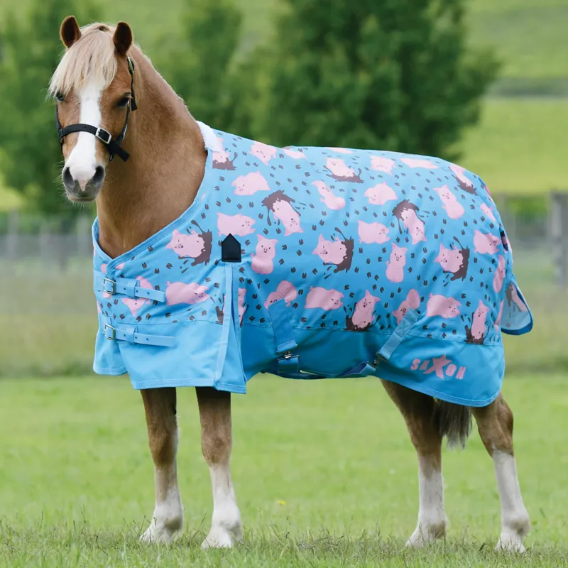 Saxon Pony 600D 180g Standard Neck Turnout Rug Pig Print