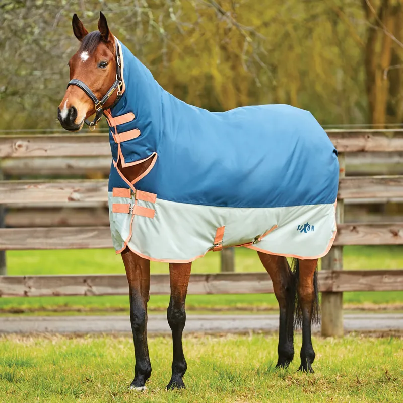 Saxon 600D Heavy 300g Combo Turnout Rug Grey/Blue Redpost Equestrian